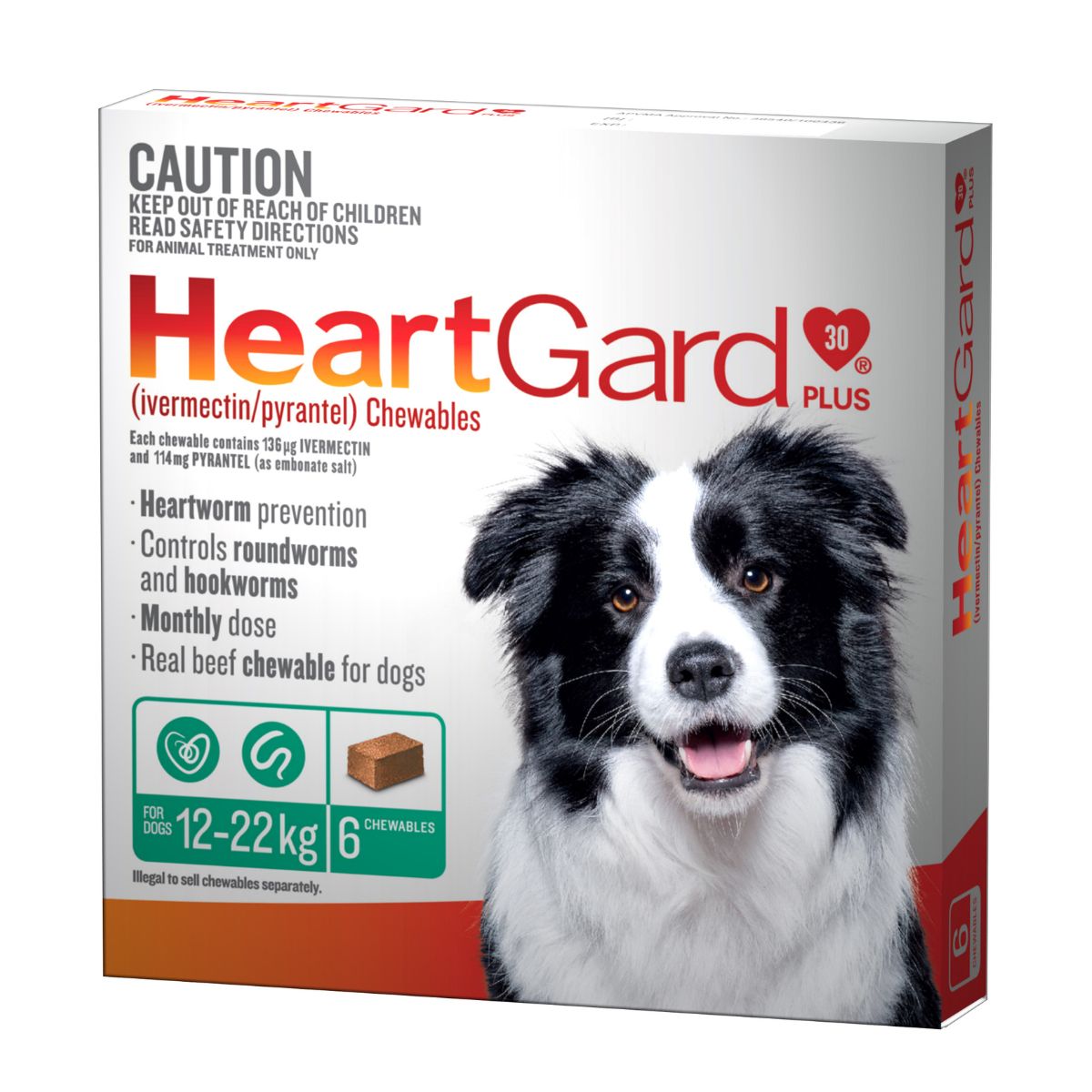 Heartgard 30 Plus Dog 12-22kg Green 6pk-2018816649376960515