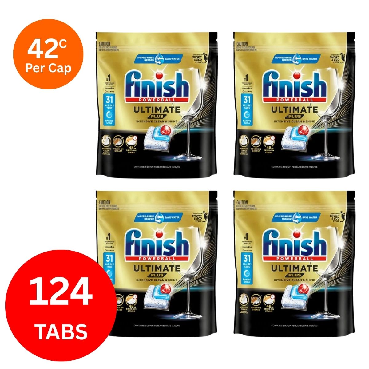 Finish Ultimate Plus x 124 Baking Soda Dishwasher Tablets-2006732758516371456