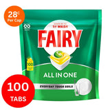 Fairy All In One x 100 Lemon Dishwasher Tablets - Top-Down View
