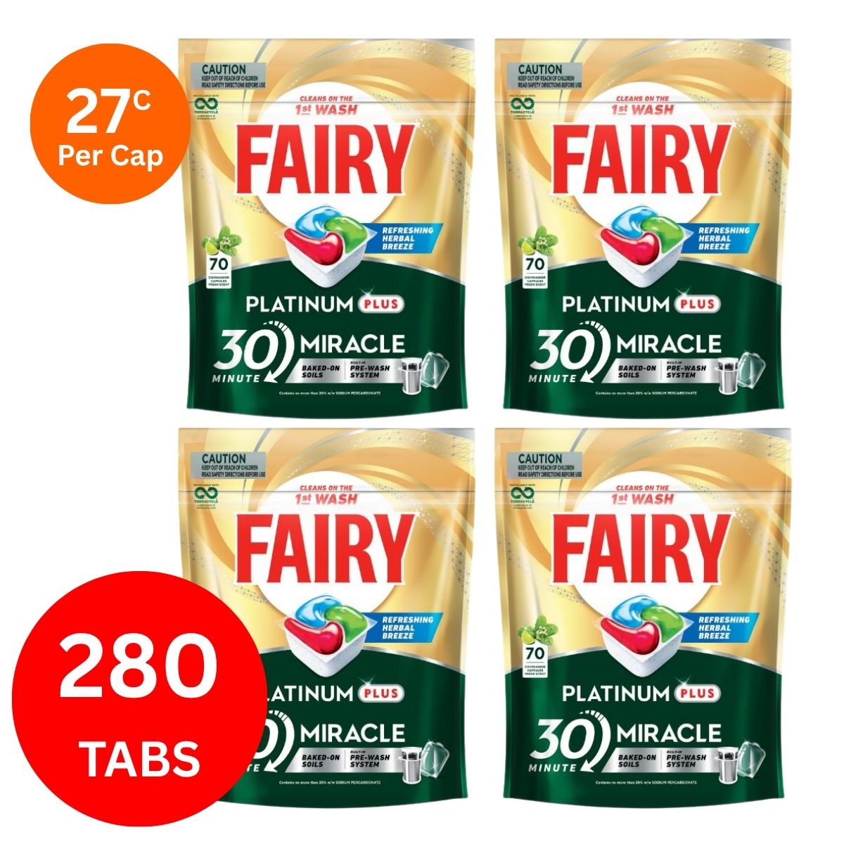 Fairy Platinum Plus x 280 Herbal Breeze Dishwasher Tablets-2006732780821680128