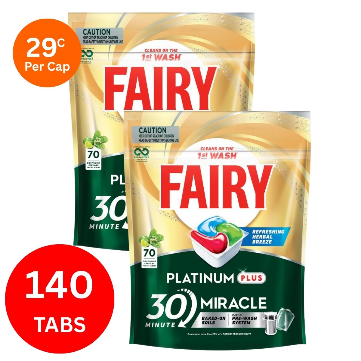 Fairy Platinum Plus x 140 Herbal Breeze Dishwasher Tablets-2006732780511301632