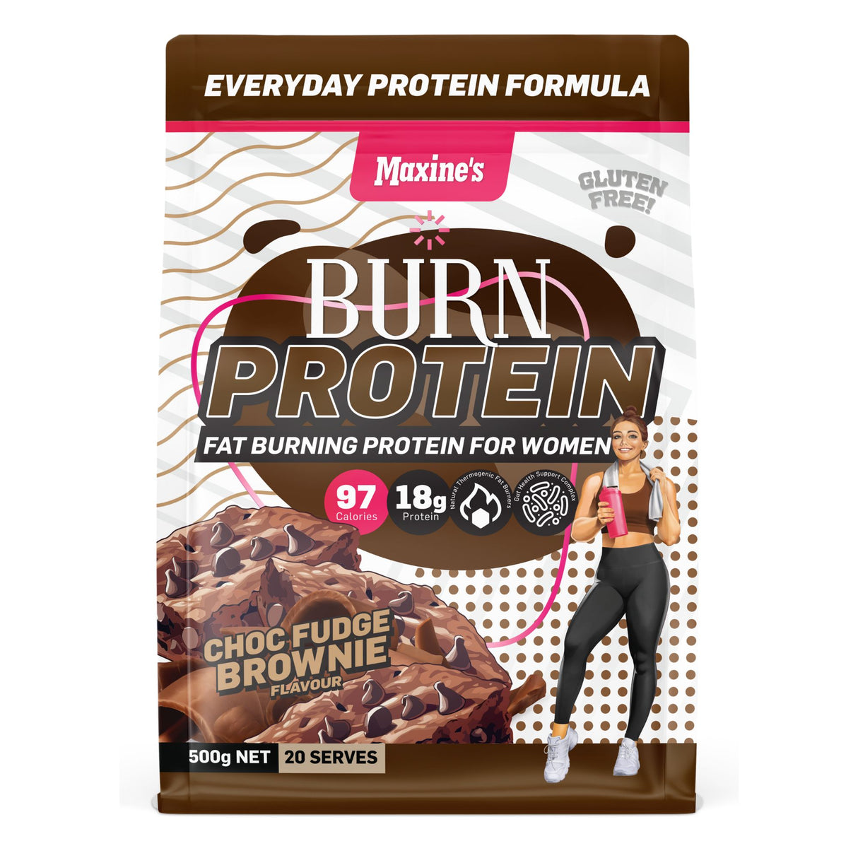 Maxines Burn Protein Choc Fudge Brownie 500g-2017004946867752960