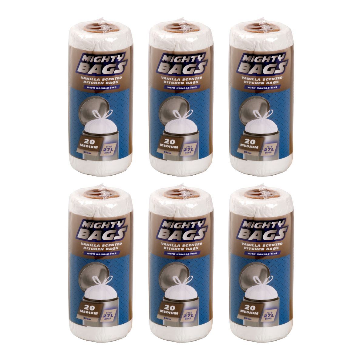 6x 20pk Mighty Bags 27L 52x62cm Garbage Bags Scented Vanilla-2018816625599451136