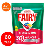 Fairy Platinum Plus x 60 Lemon Dishwasher Tablets - Top-Down View
