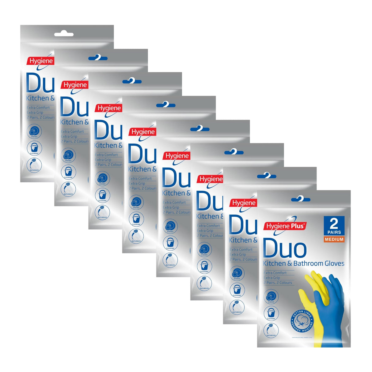 Hygiene Plus Duo Kitchen and Bathroom Gloves 2pk (Medium) x8-2017004938701443072