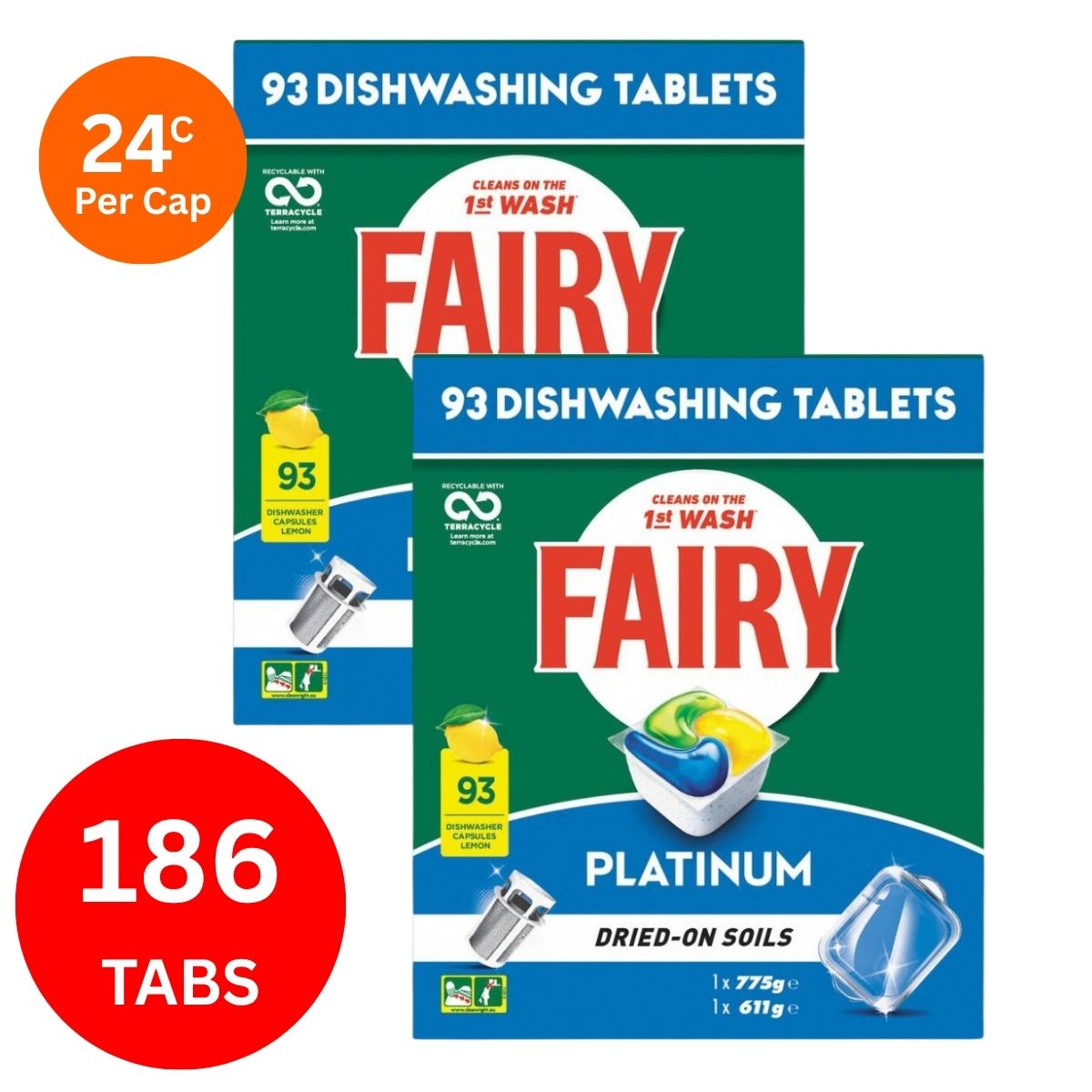 Fairy Platinum x 186 Lemon Dishwasher Tablets-2006732779383033859