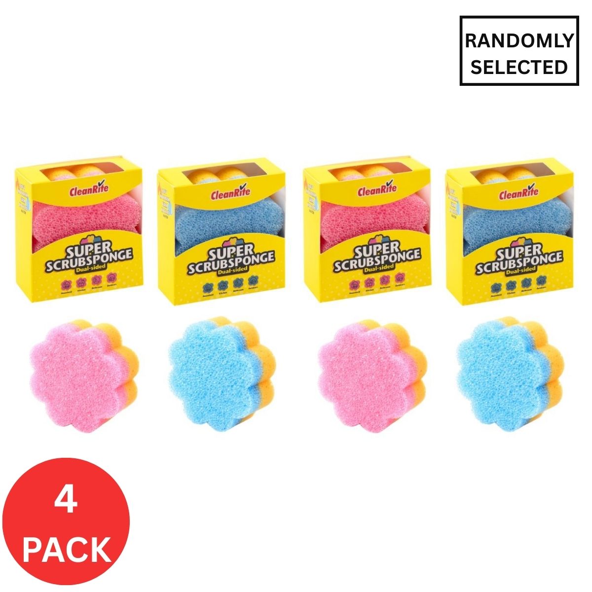 4x Cleanrite 10cm Dual Sided Sponge-2018816605072527362