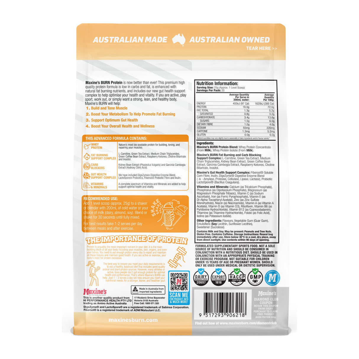 Maxines Burn Protein Vanilla Ice Cream 500g-2017004946586734593