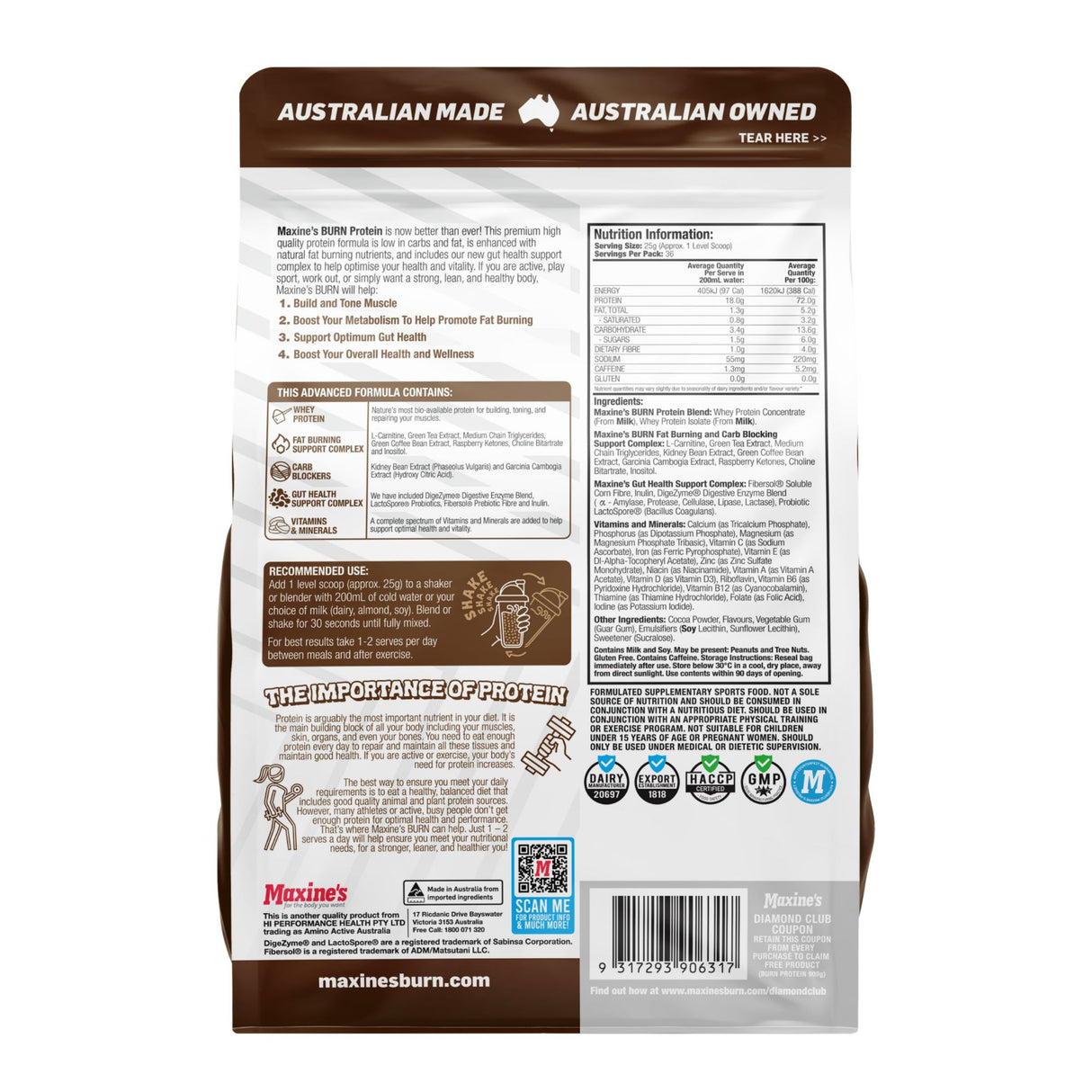 Maxines Burn Protein Choc Fudge Brownie 900g-2017004947148771329