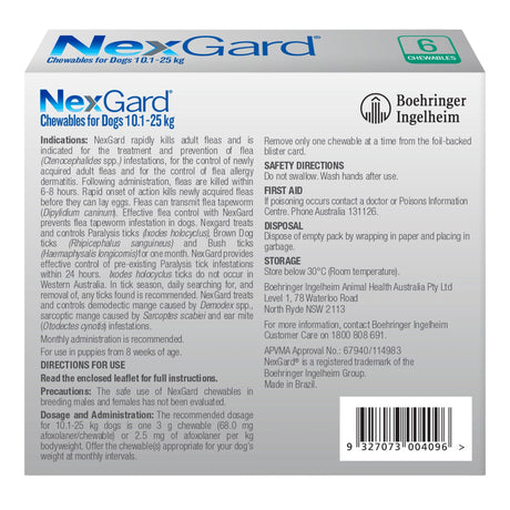 Nexgard Large Dogs 10.1-25Kg Green 3pk-2017004949296254977