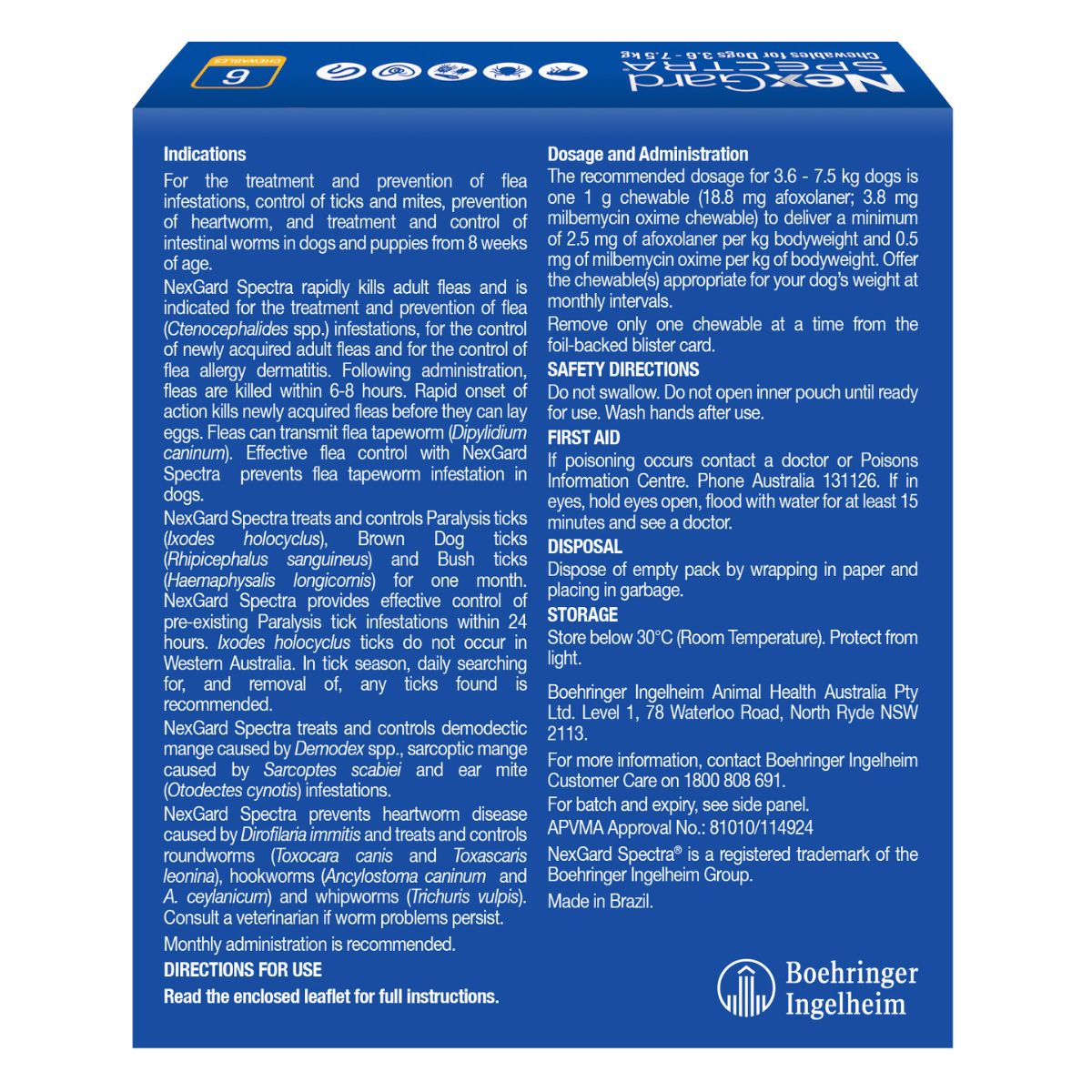 NexGard Spectra Dogs 3.6-7.5kg 6pk-2018816668981137409