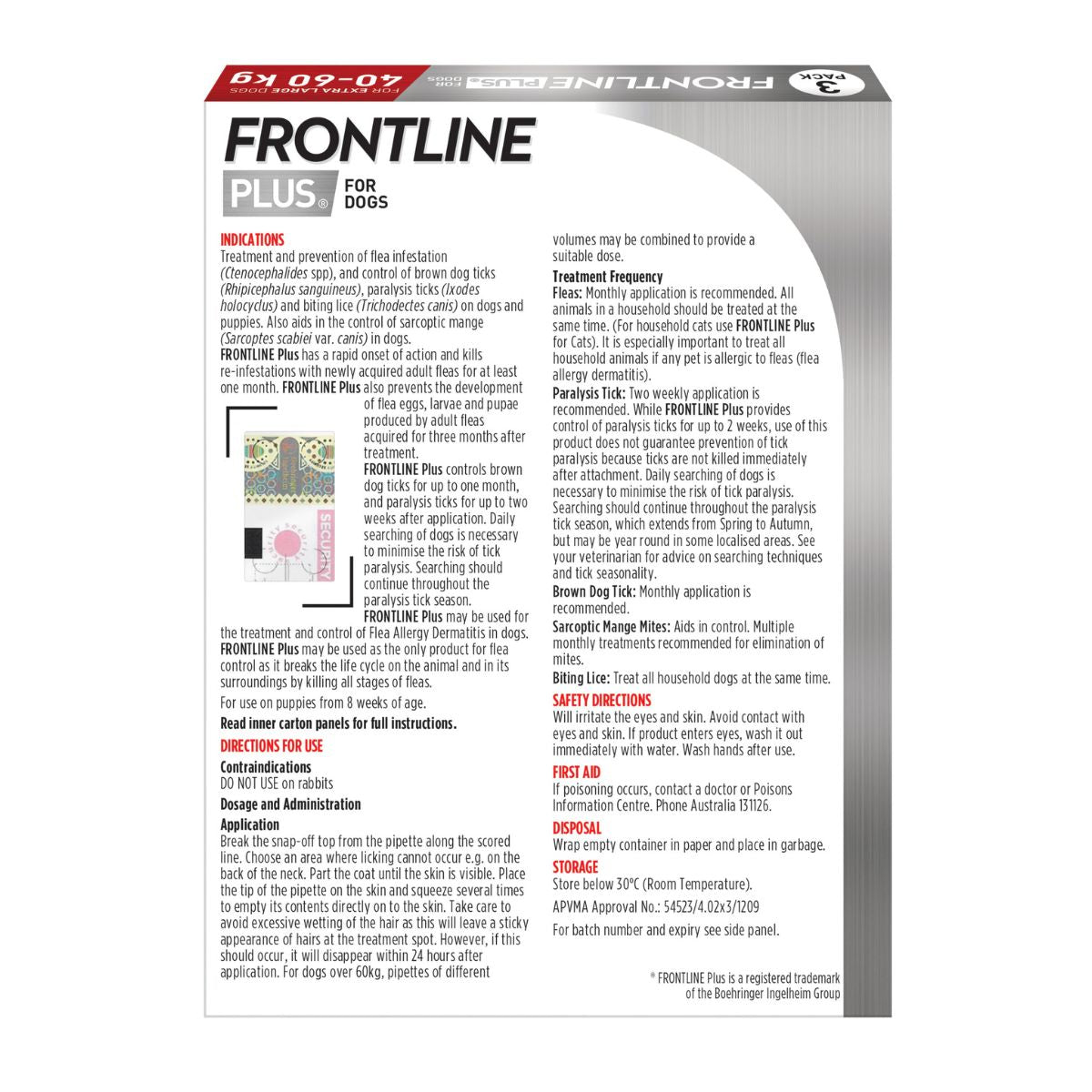 Frontline Plus Dog 40-60kg Red X/Large 3pk-2006732761448189953