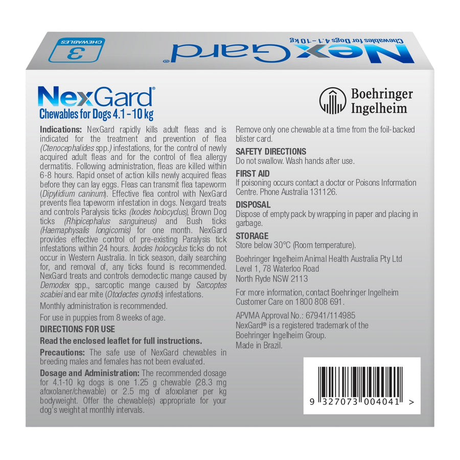 Nexgard Medium Dogs 4.1-10kg Blue 3pk-2017004949573079041