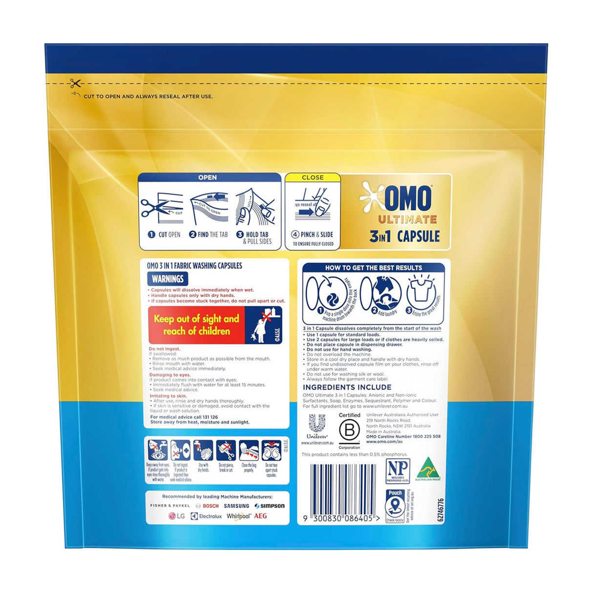 Omo Ultimate 3in1 Sensitive 168 Laundry Capsules-1960920165390618625