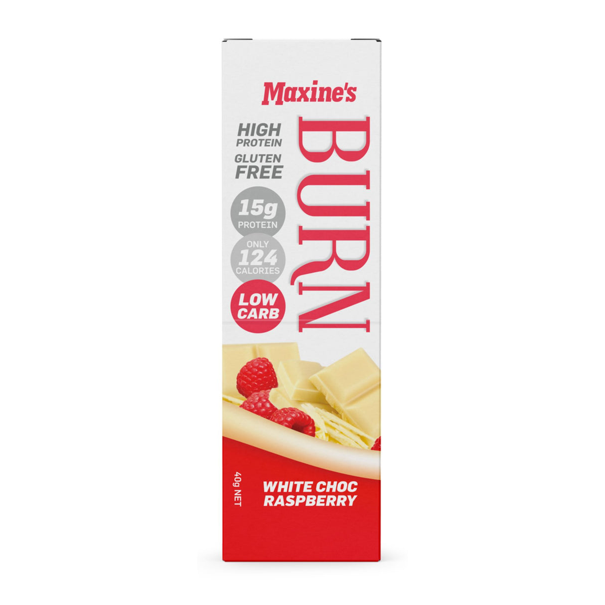 Maxines Burn White Choc Raspberry Bar 12x40g x2-2017004944753823746