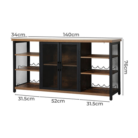 Levede Bar Cabinet Buffet Sideboard Walnut-2018816921222385666