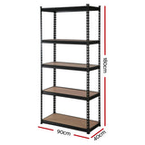 Giantz 4x1.8M Garage Shelving Warehouse Rack Pallet Racking Storage Shelve Black - Front View