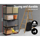 Giantz 4x1.8M Garage Shelving Warehouse Rack Pallet Racking Storage Shelve Black - 45-Degree Angle