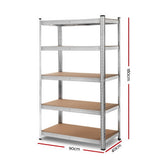 Giantz 1.8M Warehouse Racking Rack Shelving Garage Steel Metal Storage Shelves Silver - Front View