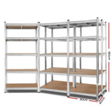 Giantz 5x1.8M Garage Shelving Warehouse Rack Pallet Racking Storage Shelf Silver - Front View