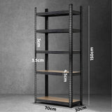 Sharptoo Warehouse Storage Rack Steel Frame 1.5m Black - Rear View