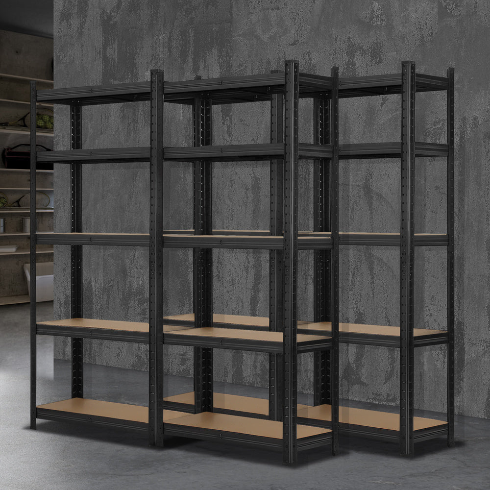 Sharptoo 4x Warehouse Storage Rack 5-tier 1.5m Black