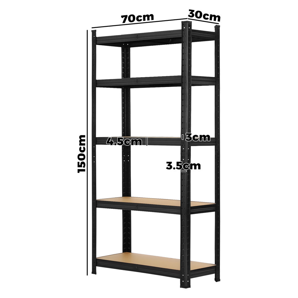 Sharptoo 4x Warehouse Storage Rack 5-tier 1.5m Black