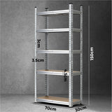 Sharptoo Warehouse Storage Rack Steel Frame 1.5m Silver - Side View