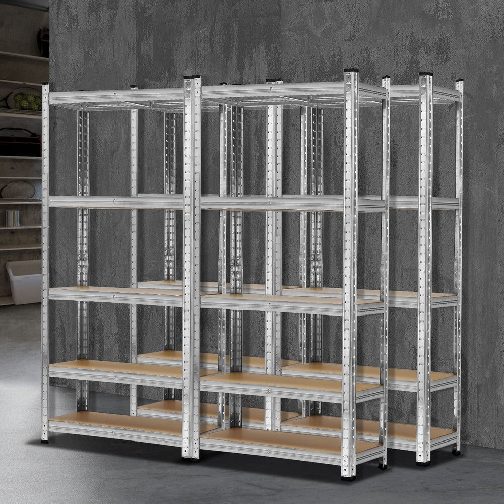 Sharptoo 4x Warehouse Storage Rack 5-tier 1.5m Silver