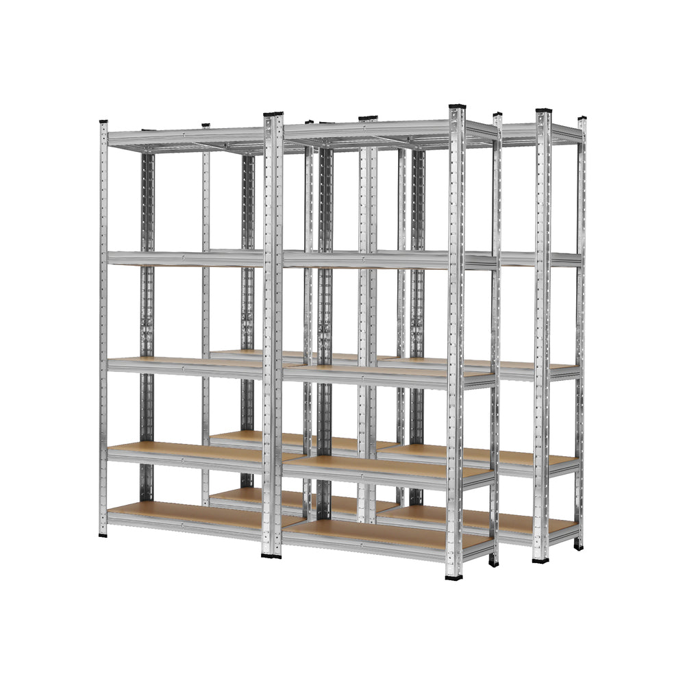 Sharptoo 4x Warehouse Storage Rack 5-tier 1.5m Silver
