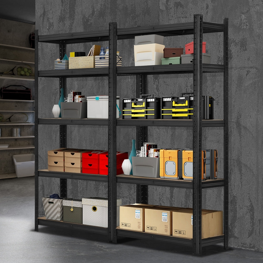 Sharptoo 2x Warehouse Storage Rack 5-tier 1.8m Black