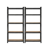 Sharptoo 2x Warehouse Storage Rack 5-tier 1.8m Black