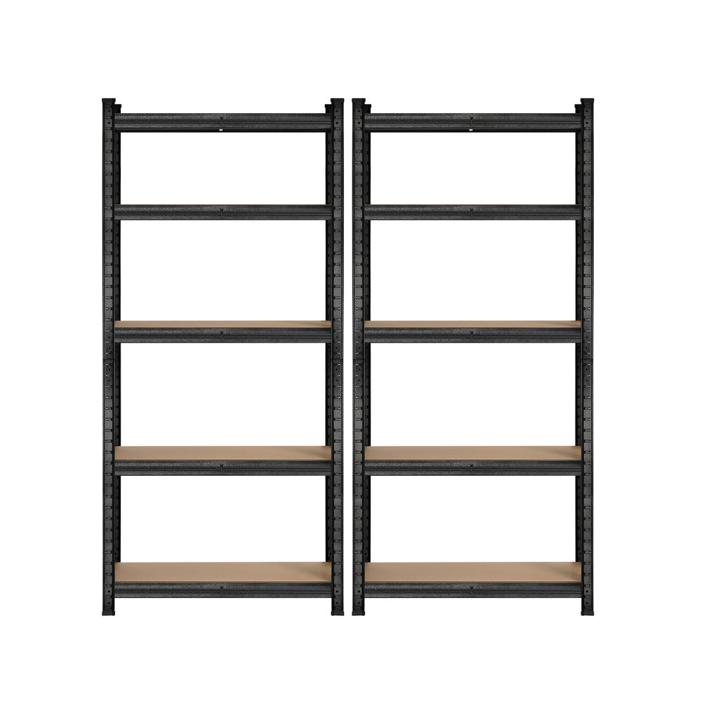 Sharptoo 2x Warehouse Storage Rack 5-tier 1.8m Black
