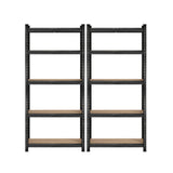 Sharptoo 2x Warehouse Storage Rack 5-tier 1.8m Black