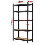 Sharptoo 2x Warehouse Storage Rack 5-tier 1.8m Black