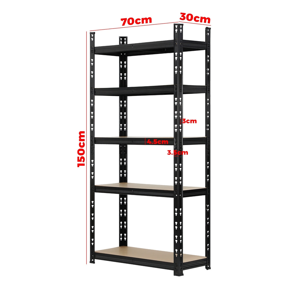 Sharptoo 3x Warehouse Storage Rack 5-tier 1.5m Black