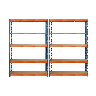 Sharptoo 2x Warehouse Storage Rack 5-tier 1.8m Orange&Blue