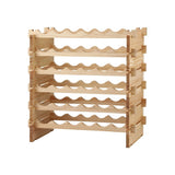 Artiss 36 Bottle Wooden Wine Rack 6 Tier Modular Wine Display Storage Stand Freestanding Holder Natural Pine Wood, 70 x 30 x 70cm - Front View