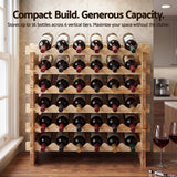 Artiss 36 Bottle Wooden Wine Rack 6 Tier Modular Wine Display Storage Stand Freestanding Holder Natural Pine Wood, 70 x 30 x 70cm - Rear View
