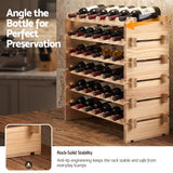 Artiss 36 Bottle Wooden Wine Rack 6 Tier Modular Wine Display Storage Stand Freestanding Holder Natural Pine Wood, 70 x 30 x 70cm - Close-Up Angle