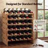 Artiss 36 Bottle Wooden Wine Rack 6 Tier Modular Wine Display Storage Stand Freestanding Holder Natural Pine Wood, 70 x 30 x 70cm - Low Angle