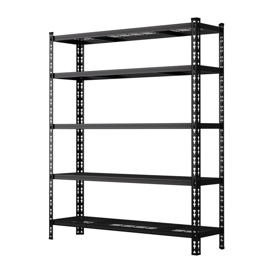 Giantz black 5 tier boltless steel garage shelving rack, 1.8M x 1.2M