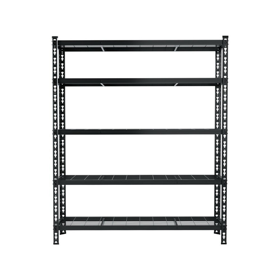Giantz black 5 tier boltless steel garage shelving rack, 1.8M x 1.2M, middle supporting beam