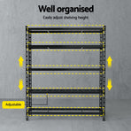 Giantz black 5 tier boltless steel garage shelving rack, 1.8M x 1.2M, boltless corner joints