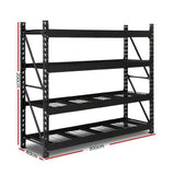 Giantz 2Mx2M Garage Shelving Warehouse Rack Pallet Racking Storage Shelve Black - Front View