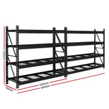 Giantz 4Mx2M Garage Shelving Warehouse Rack Pallet Racking Storage Shelve Black - Front View