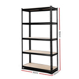 Giantz 1.5M Garage Shelving Warehouse Rack Pallet Racking Storage Shelve Black - Front View