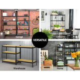 Giantz 1.5M Garage Shelving Warehouse Rack Pallet Racking Storage Shelve Black - Rear View