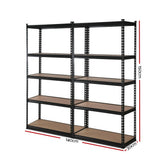 Giantz 2x1.5M Garage Shelving Warehouse Rack Pallet Racking Storage Shelve Black - Front View