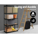Giantz 2x1.5M Garage Shelving Warehouse Rack Pallet Racking Storage Shelve Black - Side View